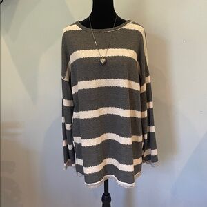 Striped Gray and White womens top new large